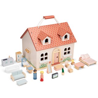 Foldable doll house including furniture